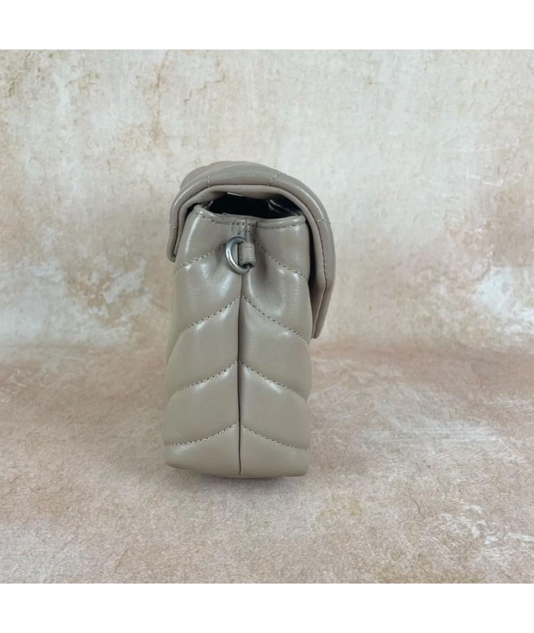 SAINT LAURENT Бежевая кожаная сумка через плечо, фото 3