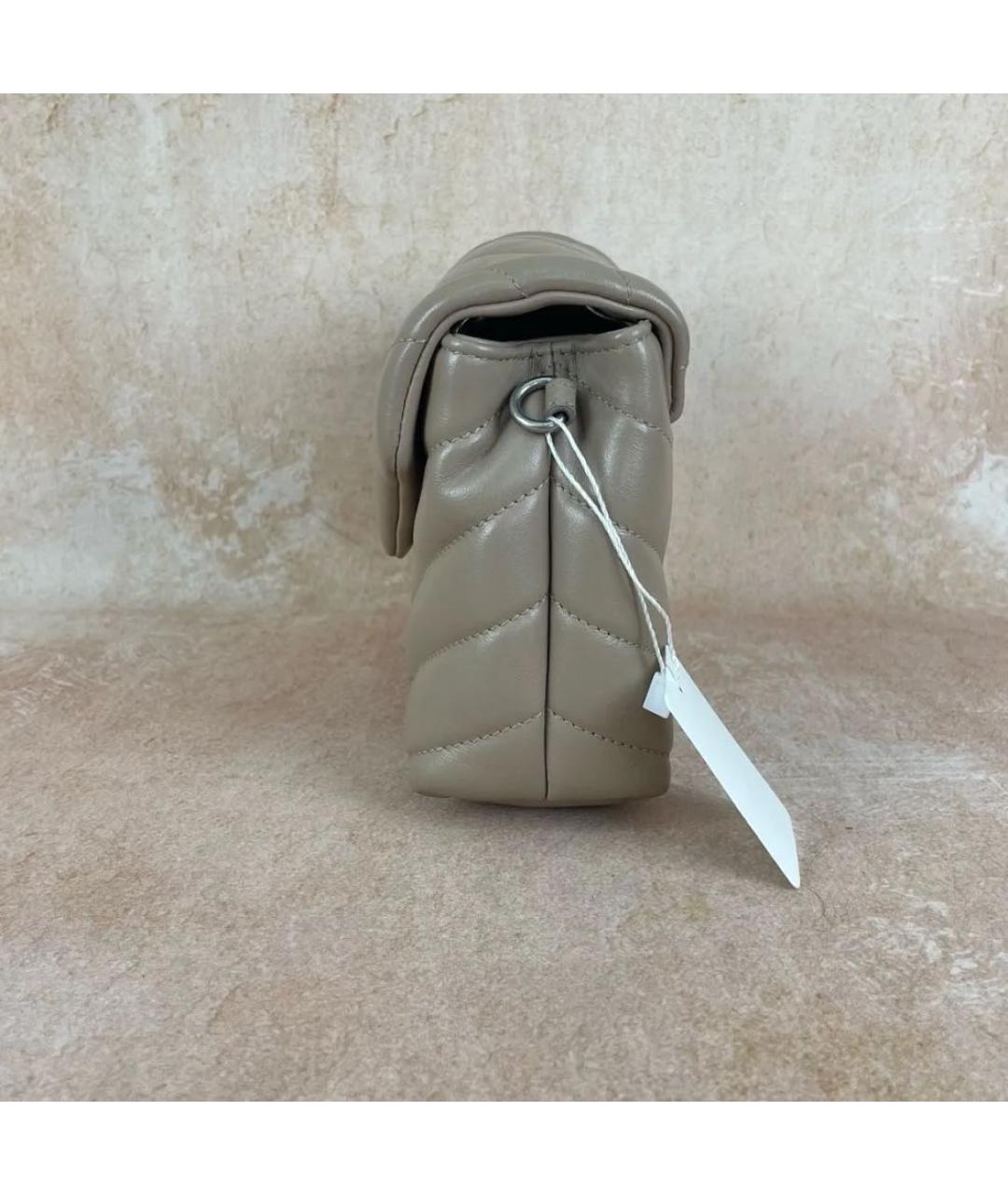 SAINT LAURENT Бежевая кожаная сумка через плечо, фото 4