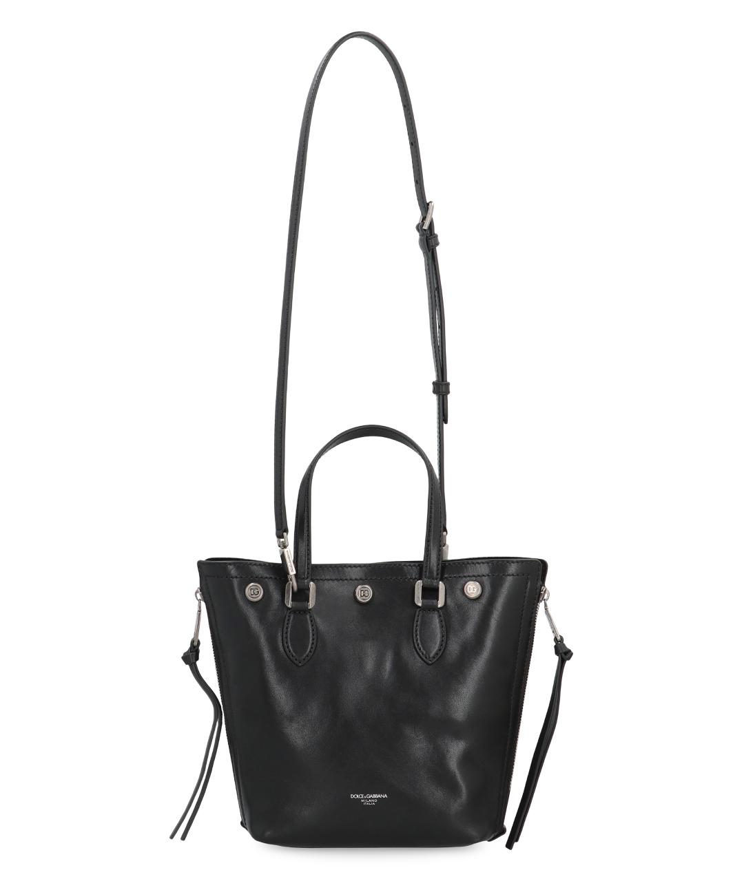 DOLCE&GABBANA Черная кожаная сумка тоут, фото 5
