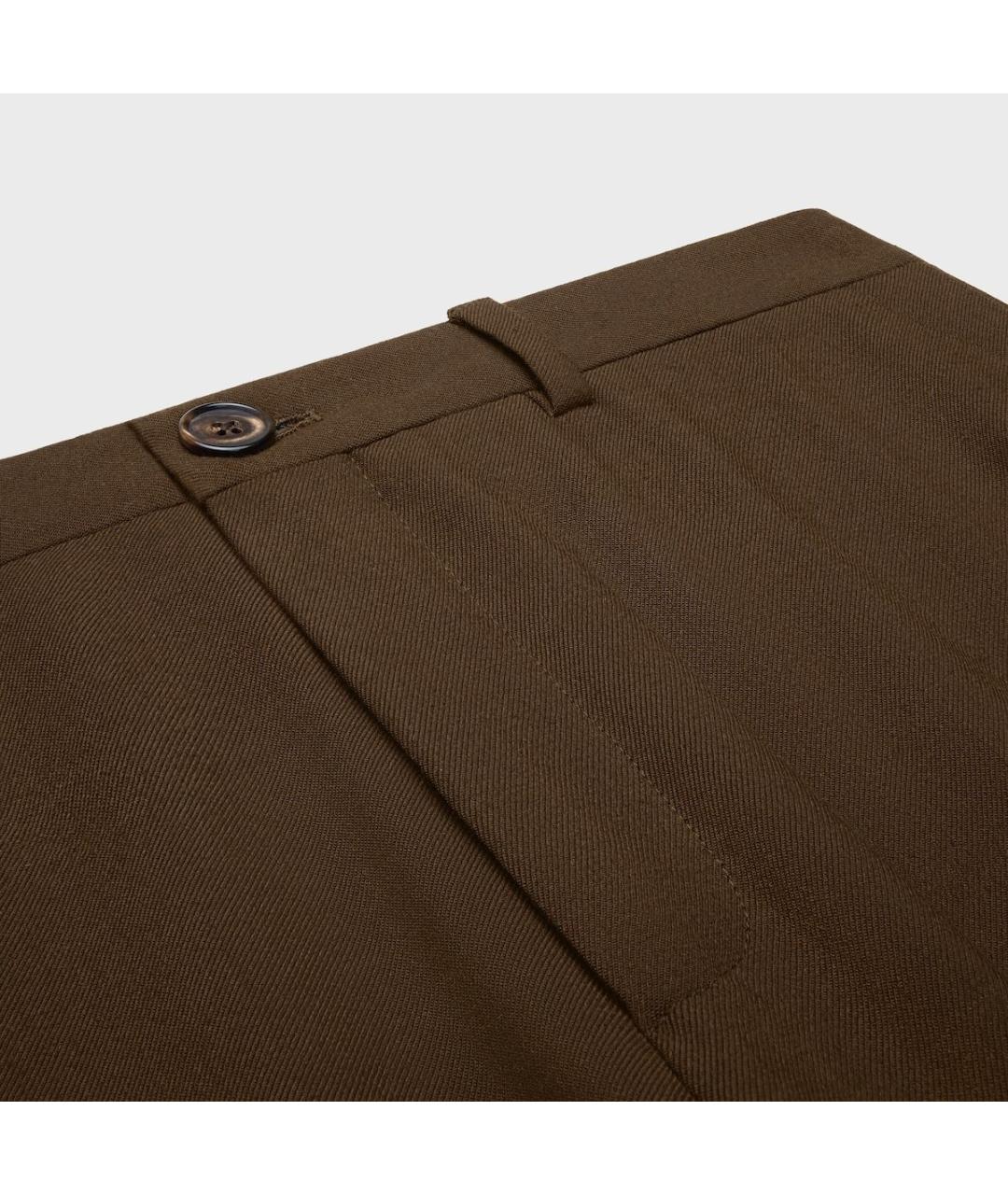 CELINE Коричневые шерстяные прямые брюки, фото 3