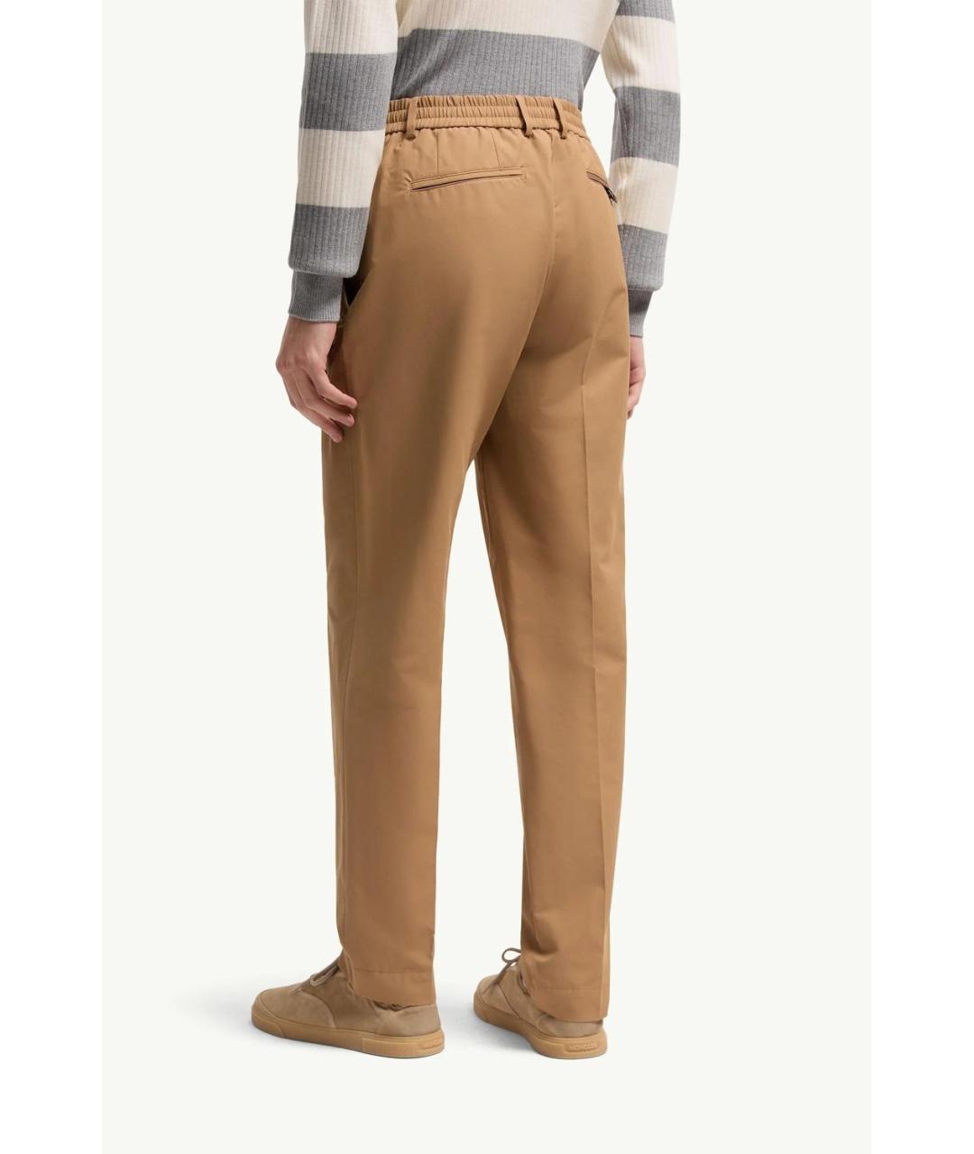 MONCLER Бежевые хлопковые повседневные брюки, фото 4