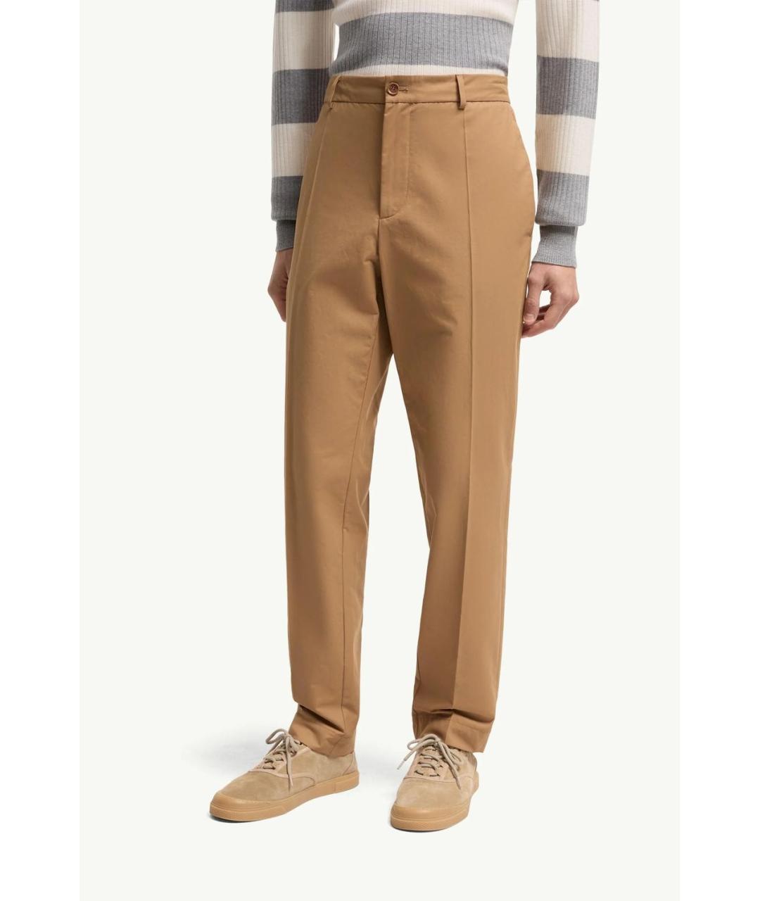 MONCLER Бежевые хлопковые повседневные брюки, фото 3