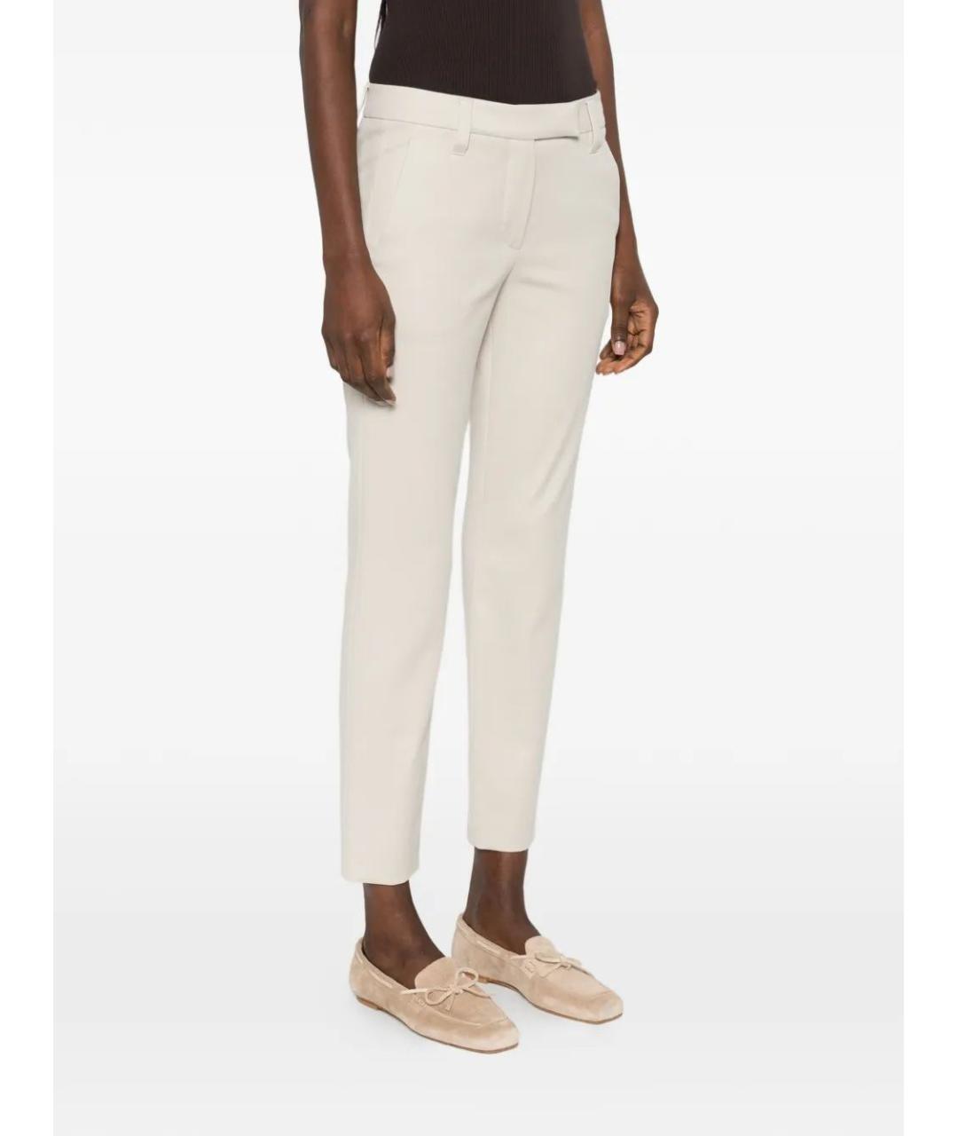 BRUNELLO CUCINELLI Бежевые хлопко-эластановые брюки узкие, фото 3