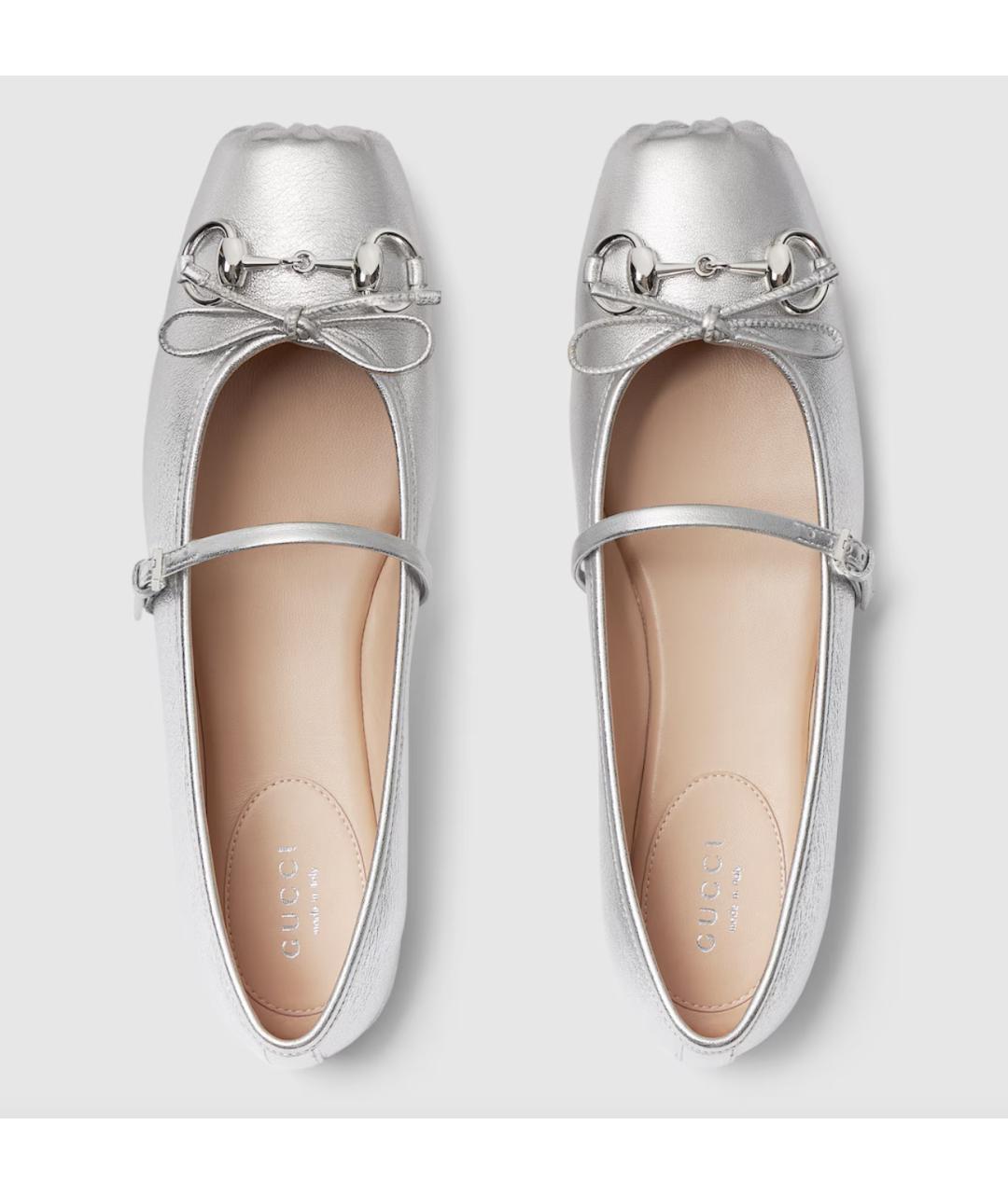 GUCCI Серебряные кожаные балетки, фото 7