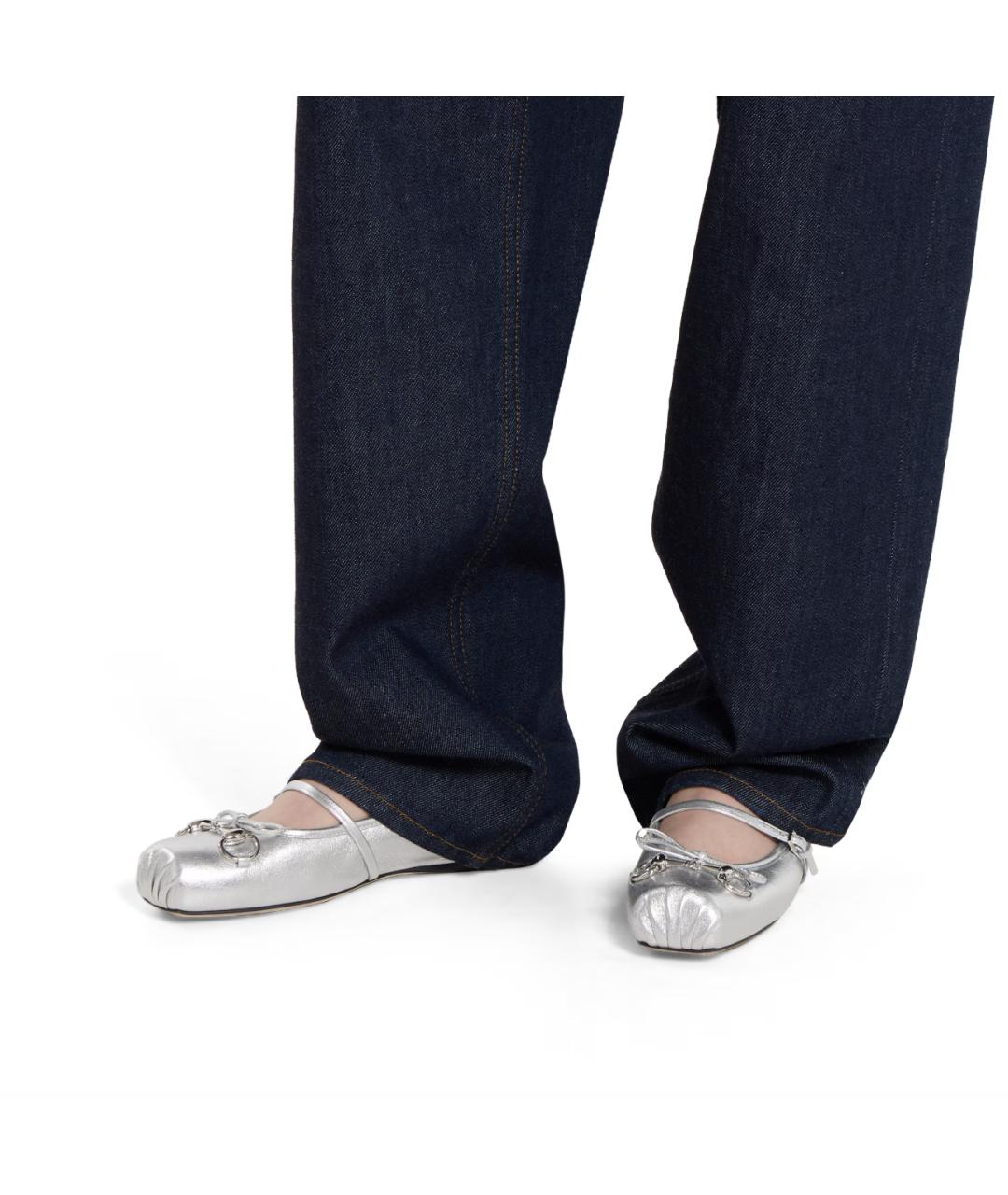 GUCCI Серебряные кожаные балетки, фото 5