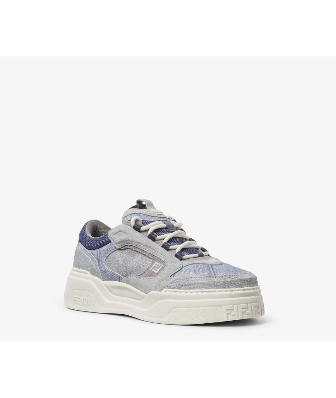 FENDI Голубые текстильные низкие кроссовки / кеды, фото 3