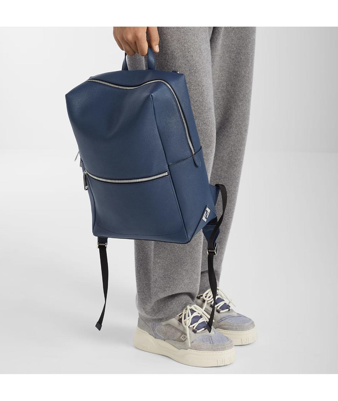 FENDI Голубые текстильные низкие кроссовки / кеды, фото 6