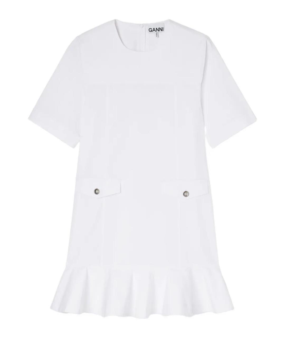GANNI Белое хлопковое повседневное платье, фото 1