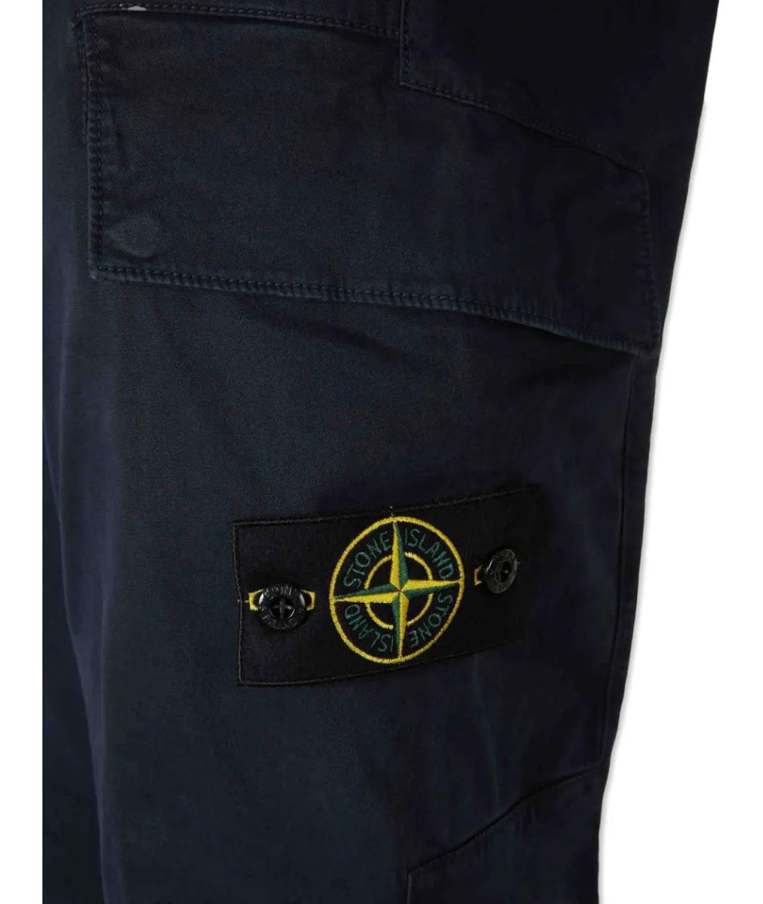 STONE ISLAND Темно-синие хлопковые повседневные брюки, фото 5