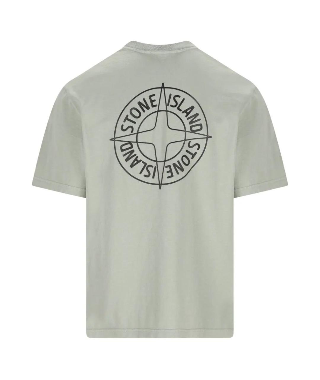 STONE ISLAND Серая хлопковая футболка, фото 2