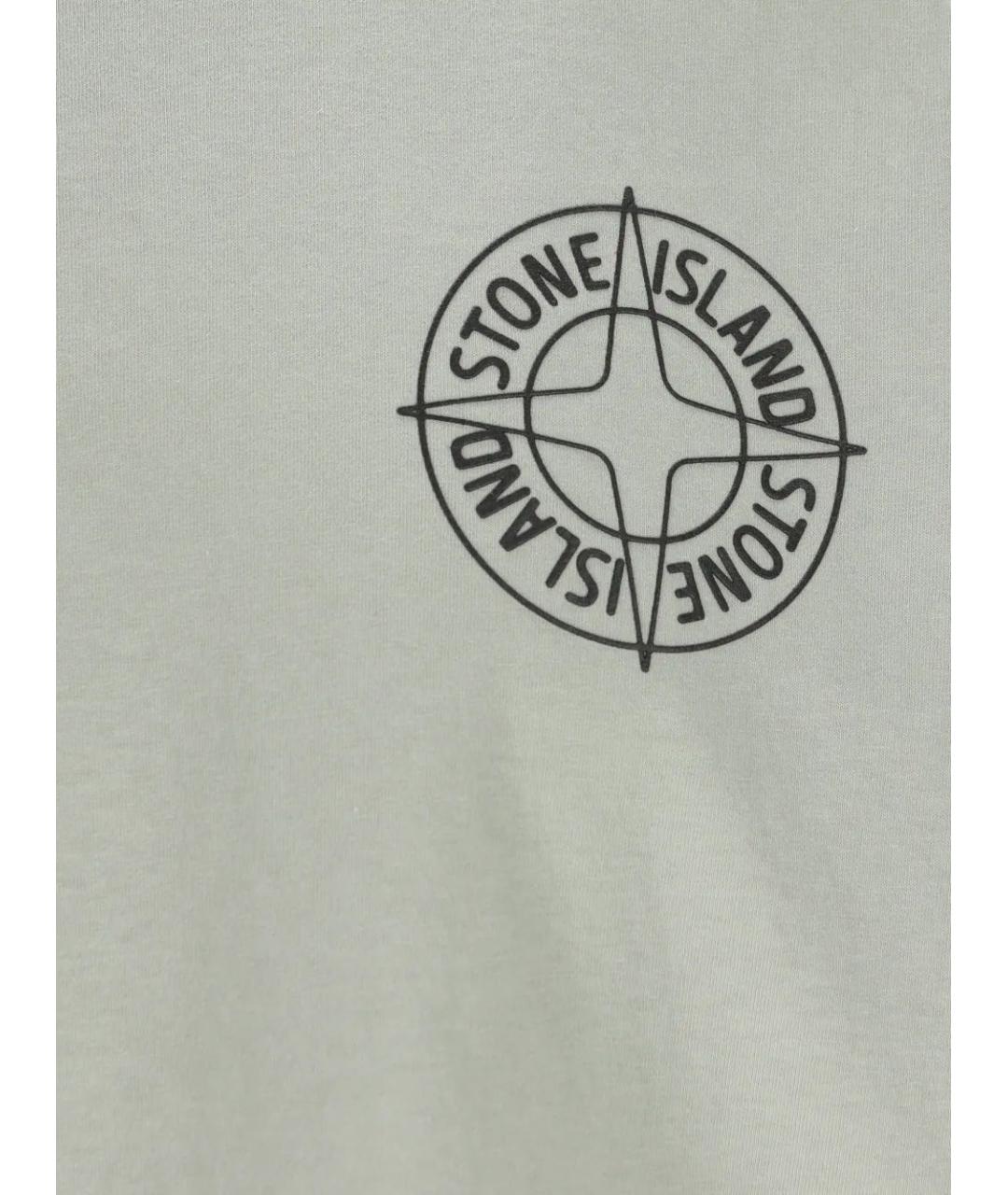 STONE ISLAND Серая хлопковая футболка, фото 4