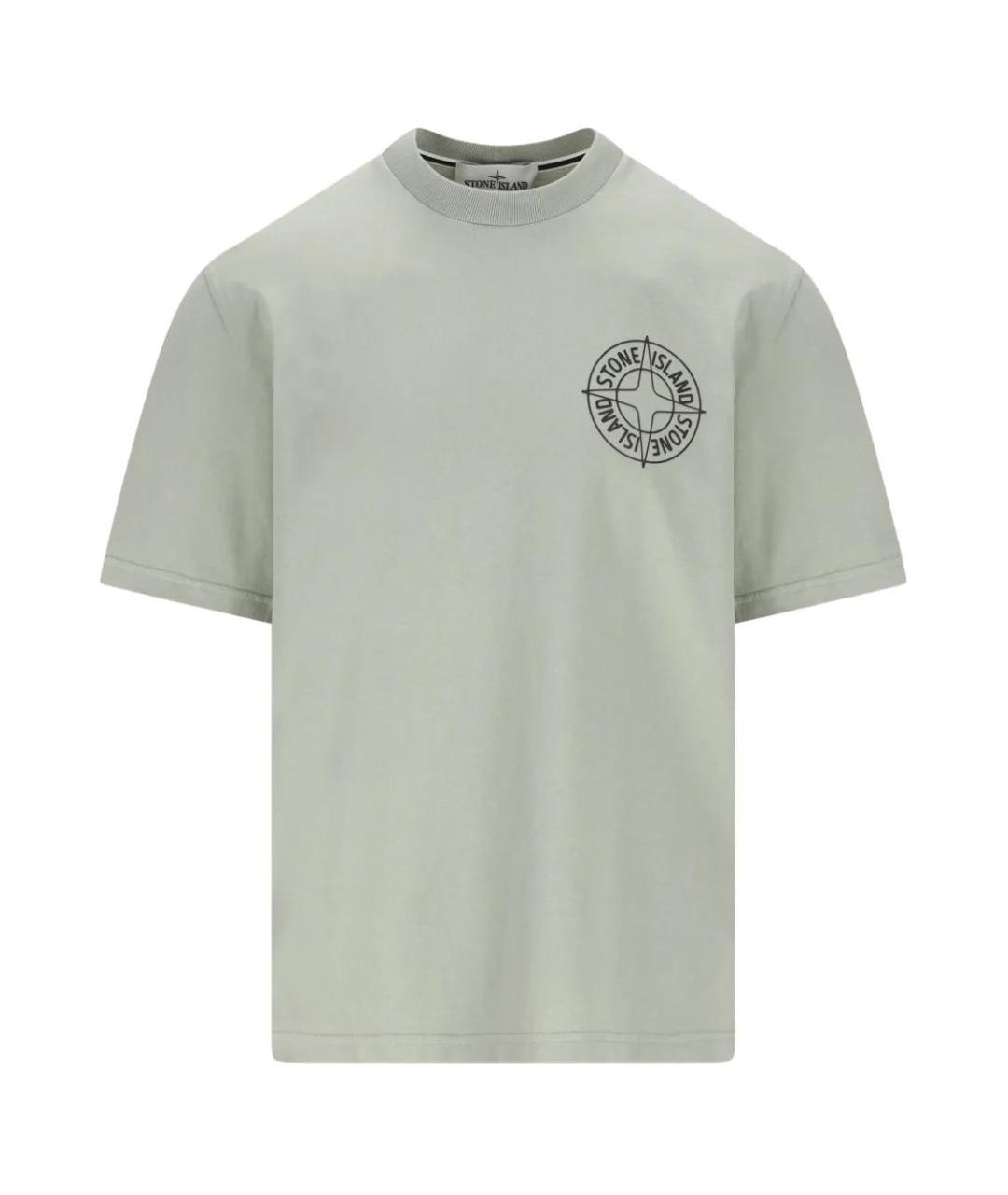 STONE ISLAND Серая хлопковая футболка, фото 1