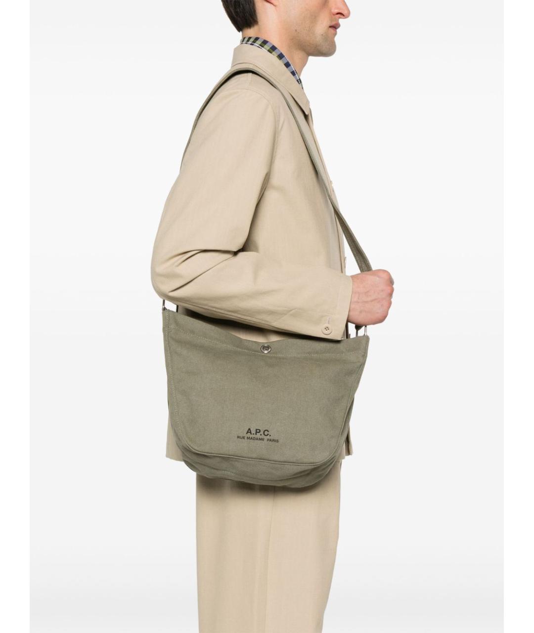 A.P.C. Хаки тканевая сумка через плечо, фото 2