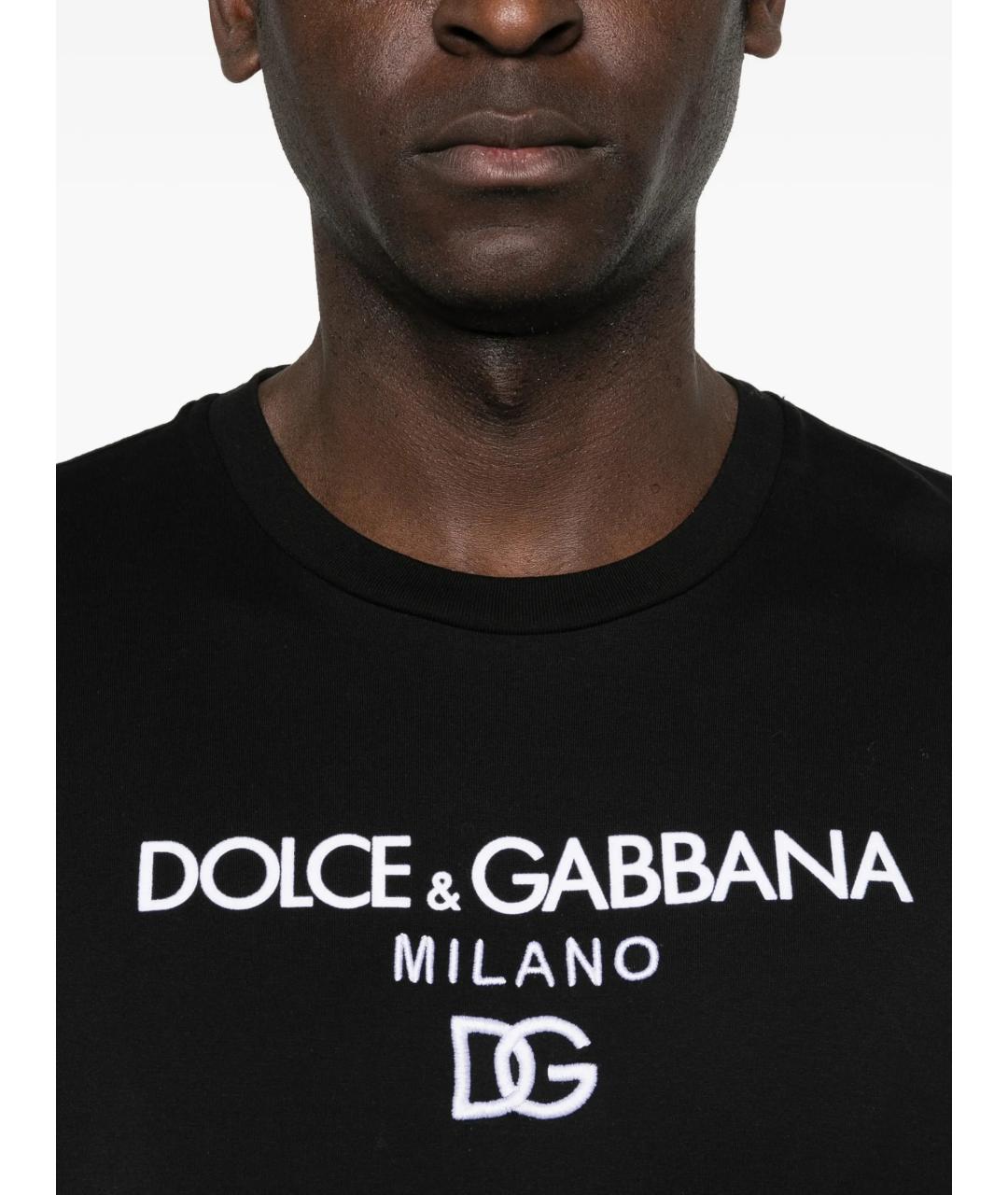 DOLCE&GABBANA Черная хлопковая футболка, фото 5