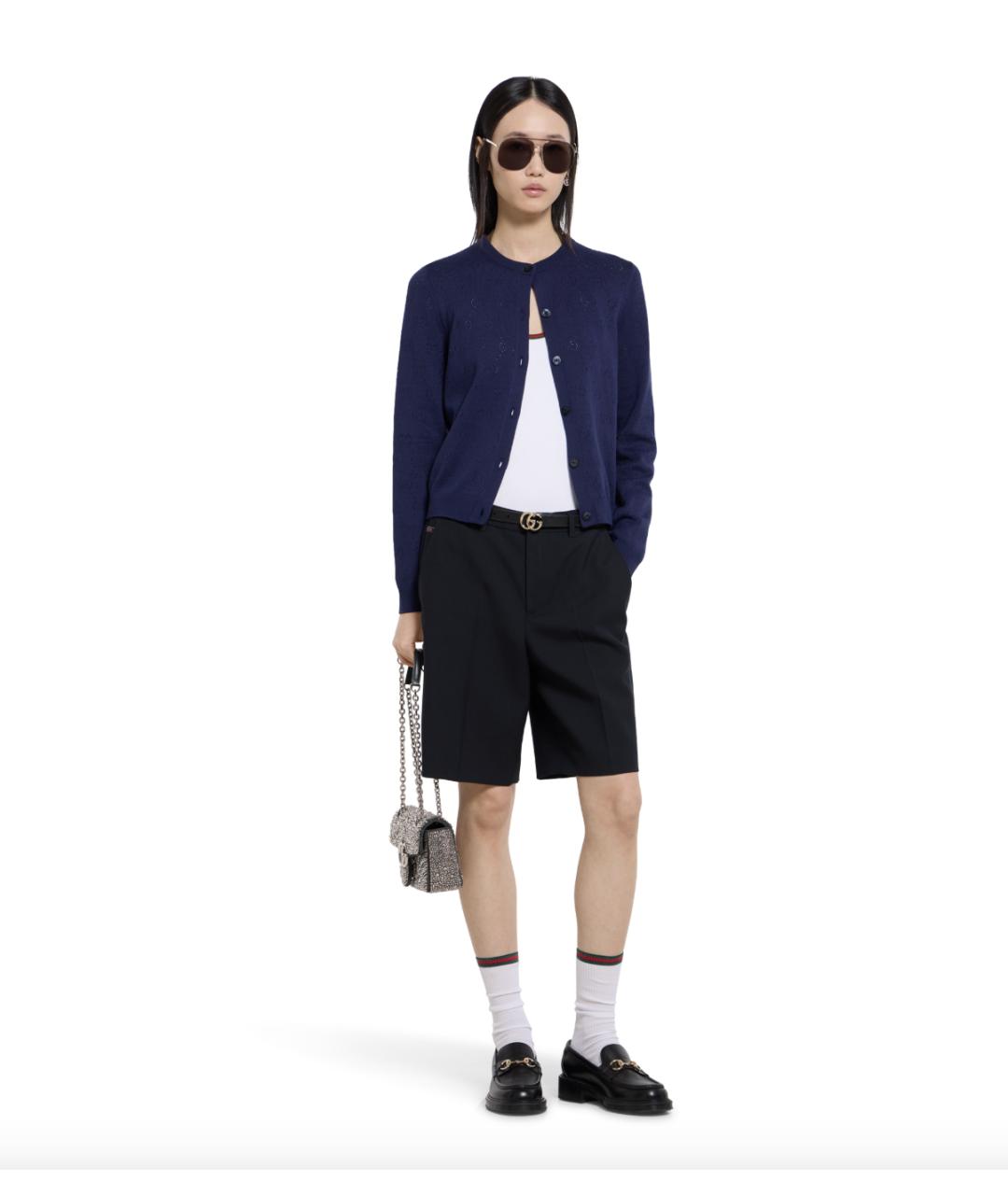 GUCCI Темно-синие шерстяные шорты, фото 4