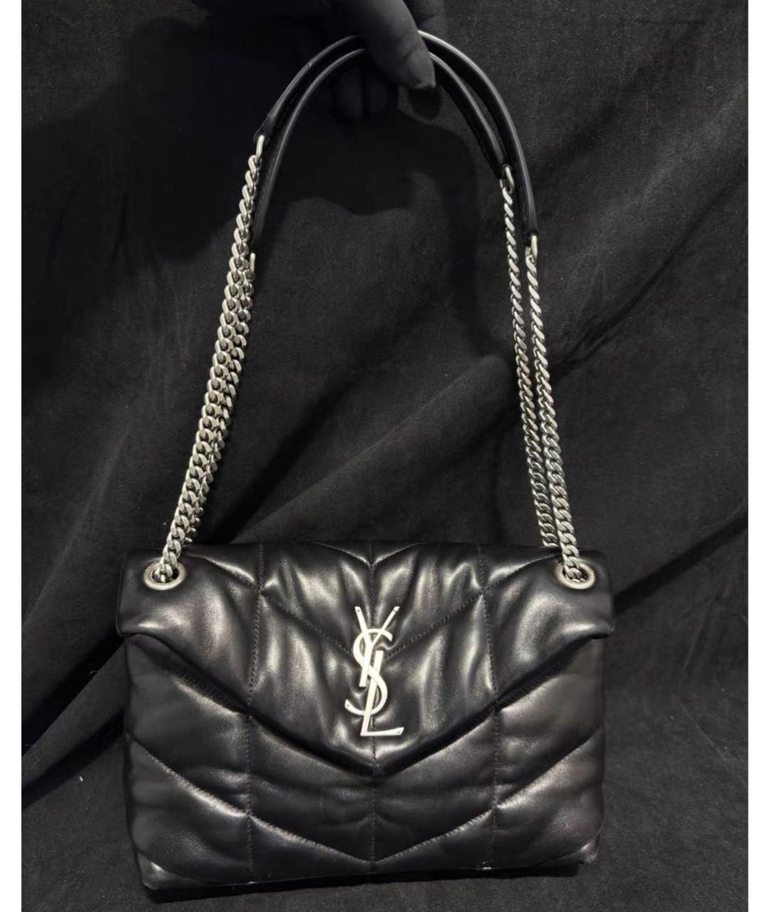 SAINT LAURENT Черная кожаная сумка через плечо, фото 2
