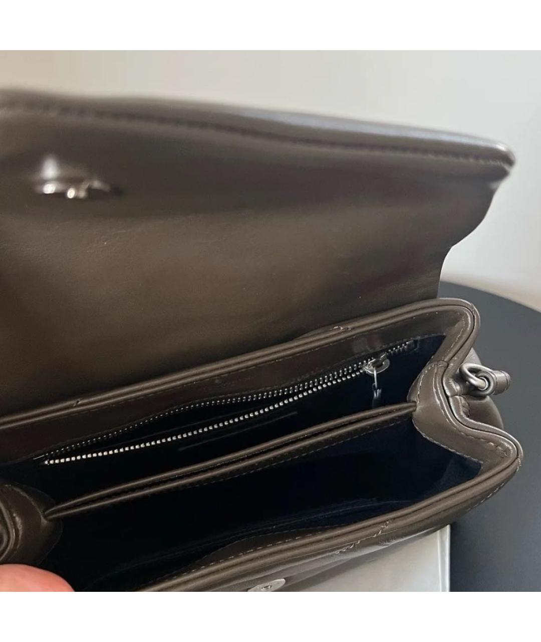 SAINT LAURENT Коричневая кожаная сумка через плечо, фото 4