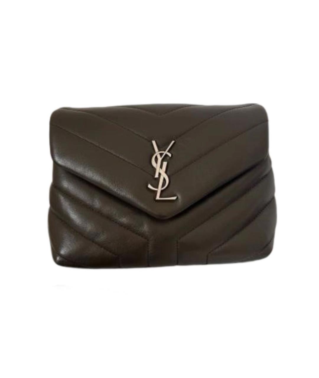 SAINT LAURENT Коричневая кожаная сумка через плечо, фото 5