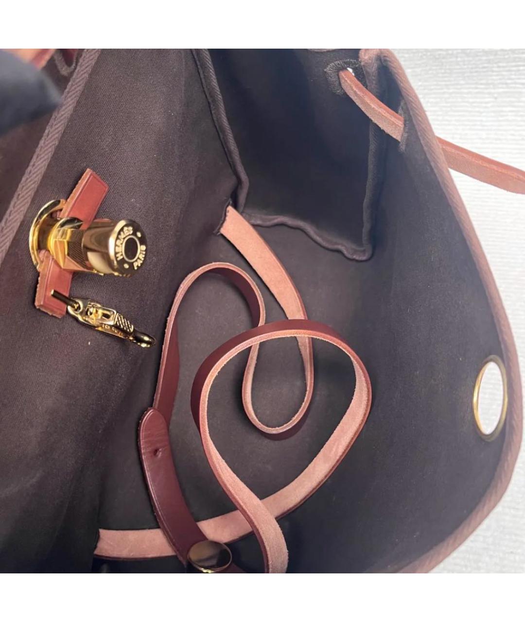 HERMES Бордовый тканевый рюкзак, фото 5