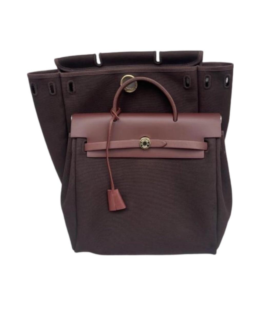 HERMES Бордовый тканевый рюкзак, фото 7