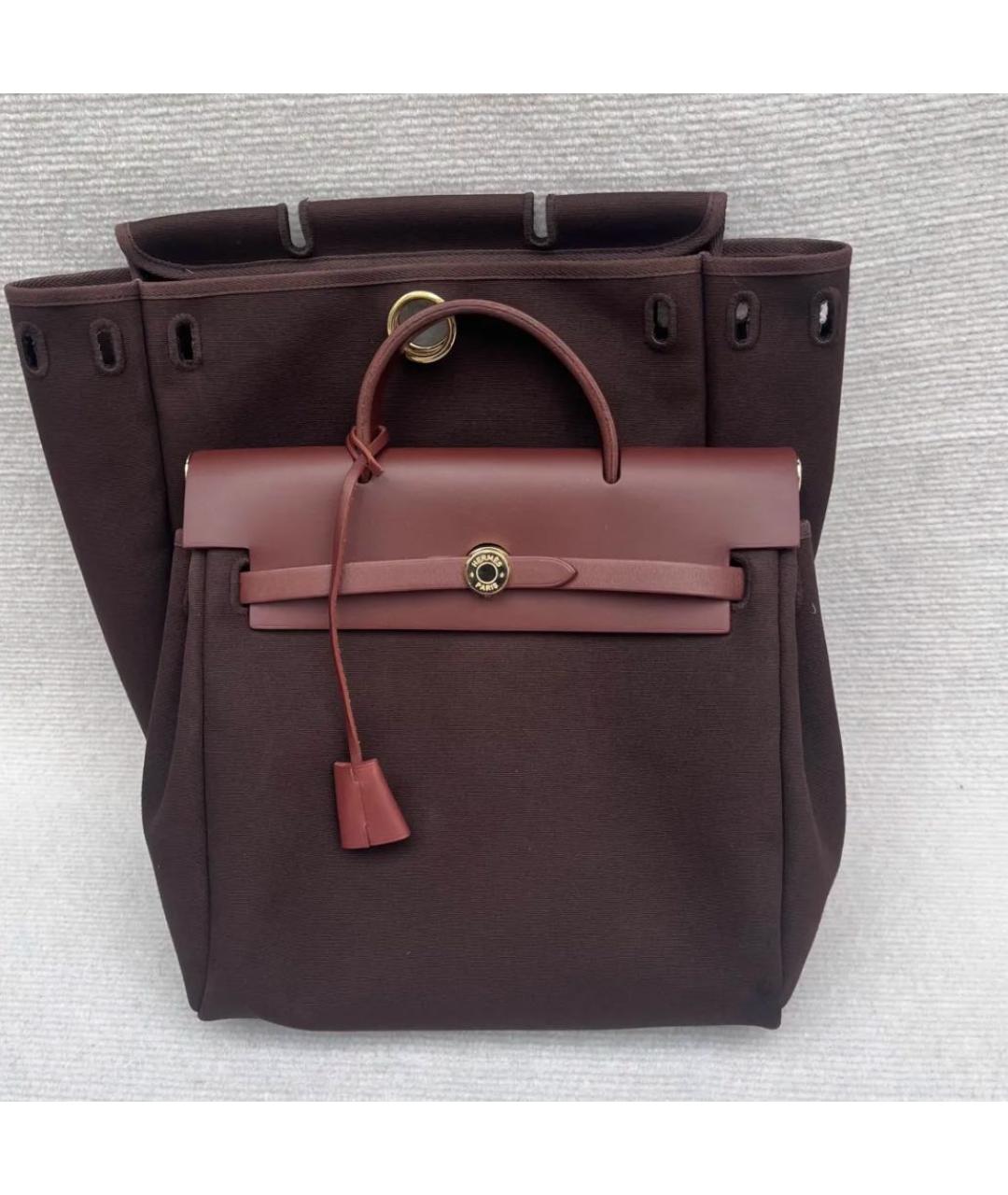 HERMES Бордовый тканевый рюкзак, фото 2