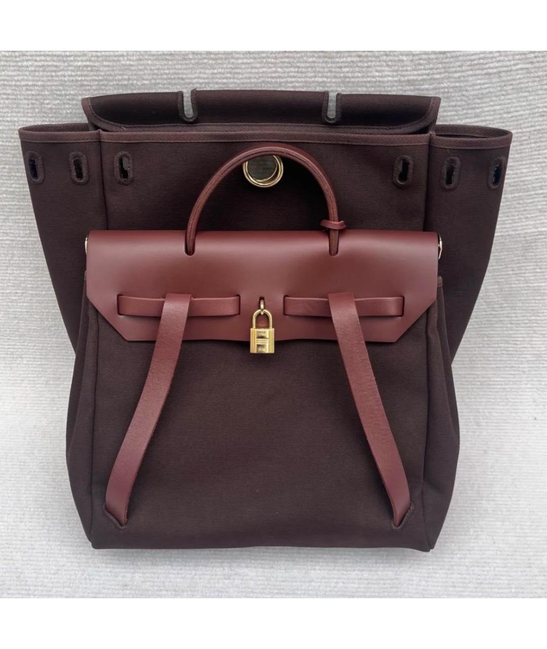 HERMES Бордовый тканевый рюкзак, фото 3