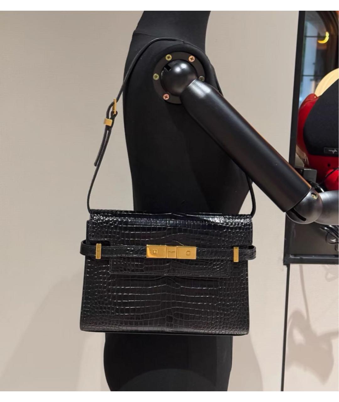 SAINT LAURENT Черная кожаная сумка через плечо, фото 4