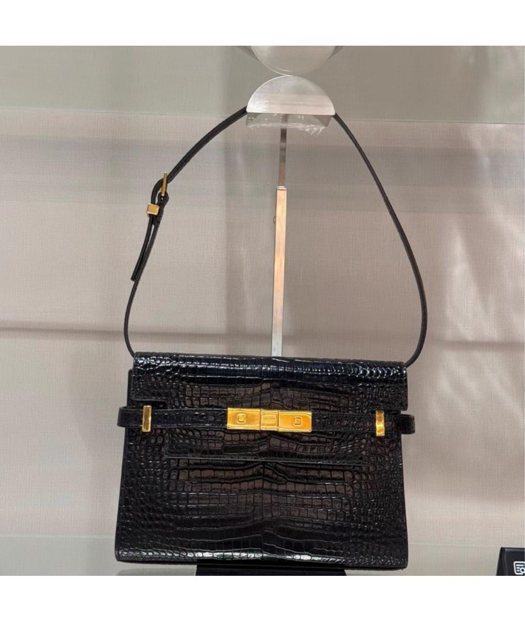 SAINT LAURENT Черная кожаная сумка через плечо, фото 2