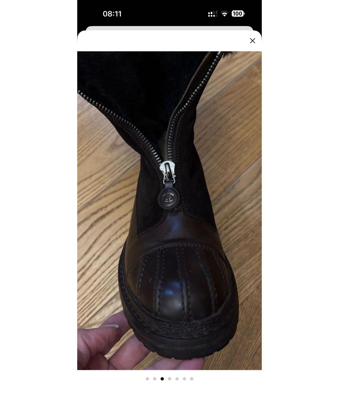 CHANEL Коричневые кожаные полусапоги, фото 6