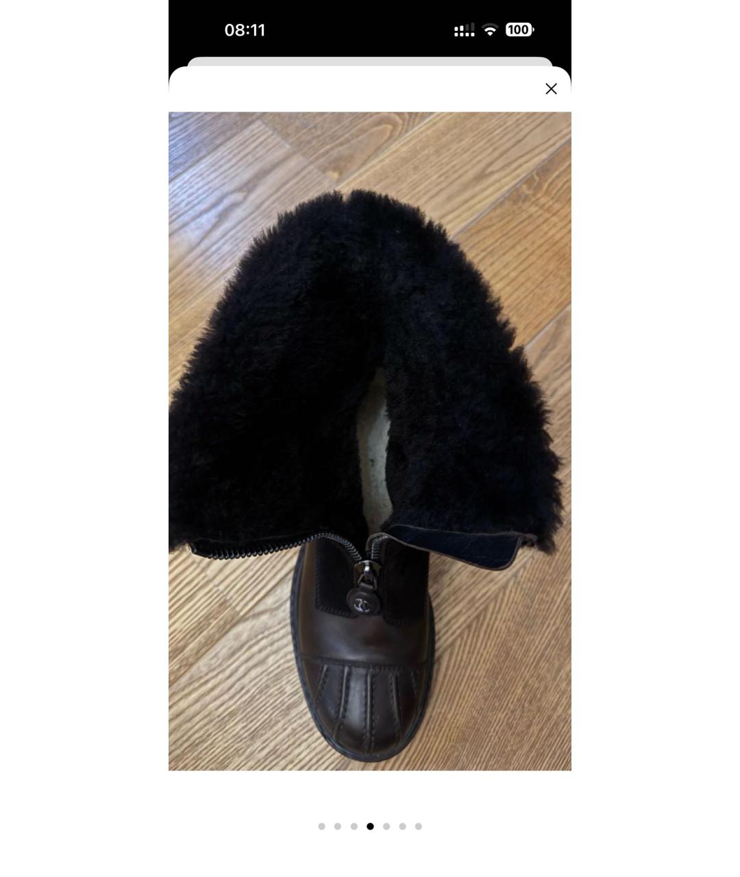 CHANEL Коричневые кожаные полусапоги, фото 3