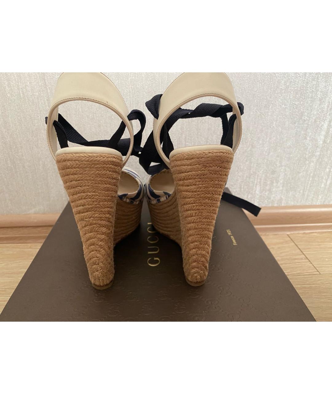 GUCCI Синие текстильные босоножки, фото 3