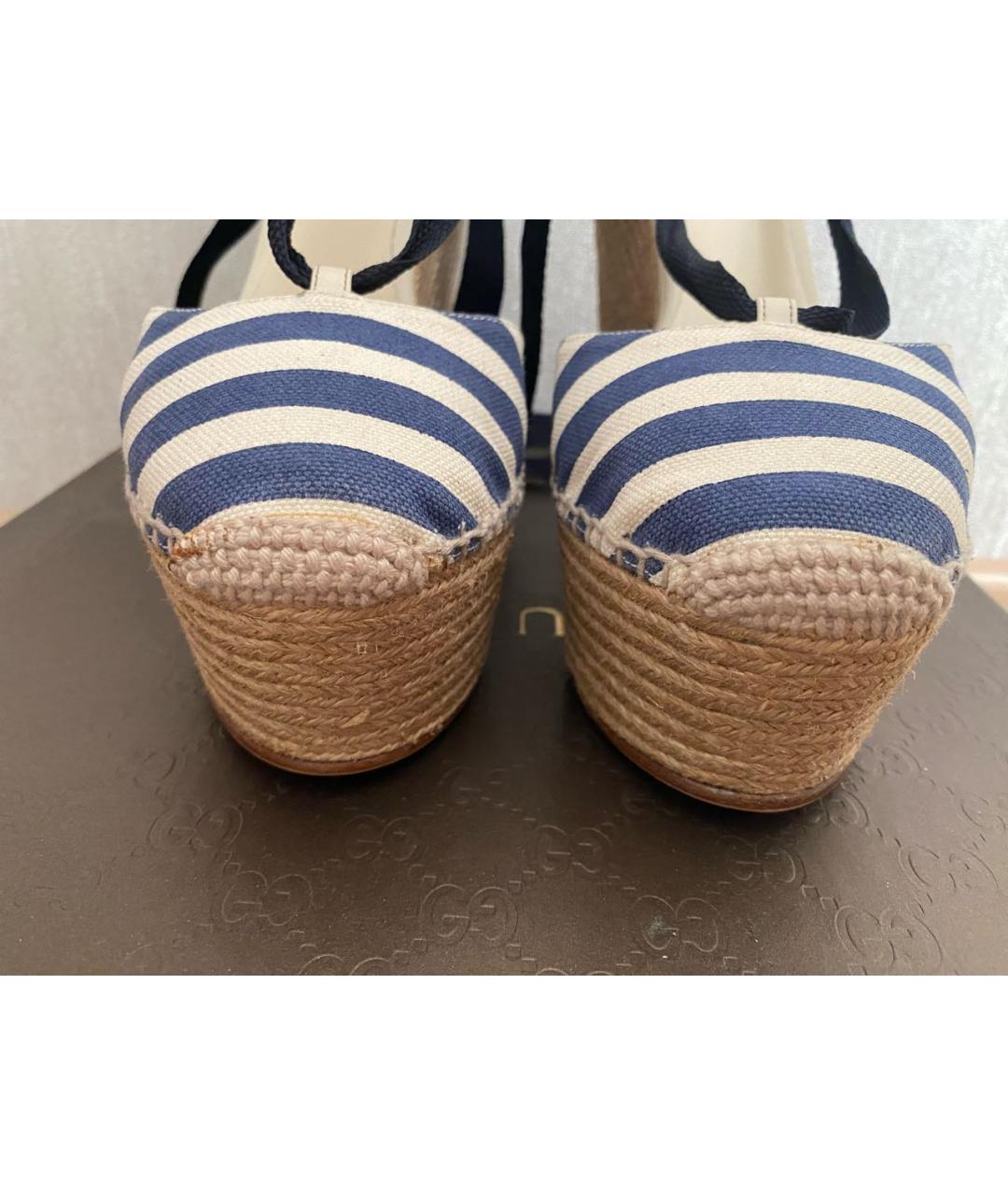 GUCCI Синие текстильные босоножки, фото 4