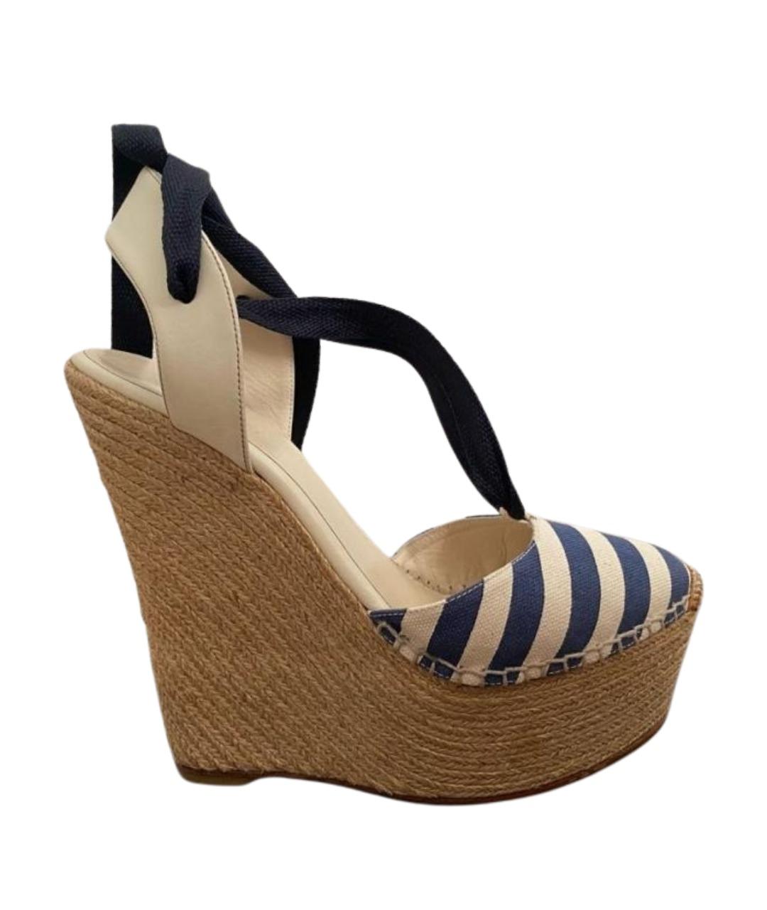 GUCCI Синие текстильные босоножки, фото 1