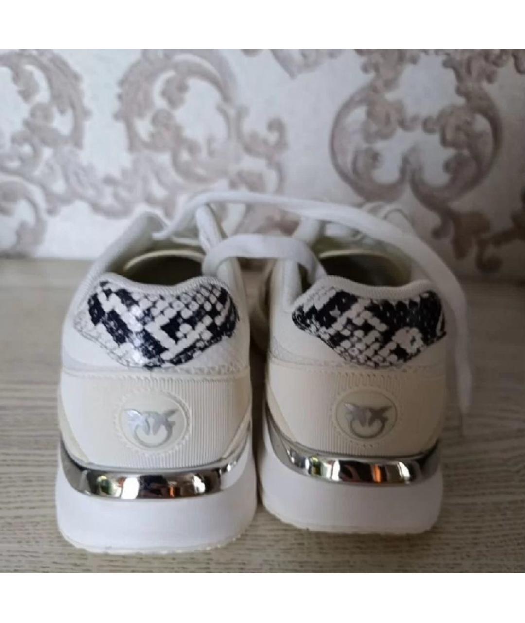 PINKO Бежевые текстильные кроссовки, фото 4