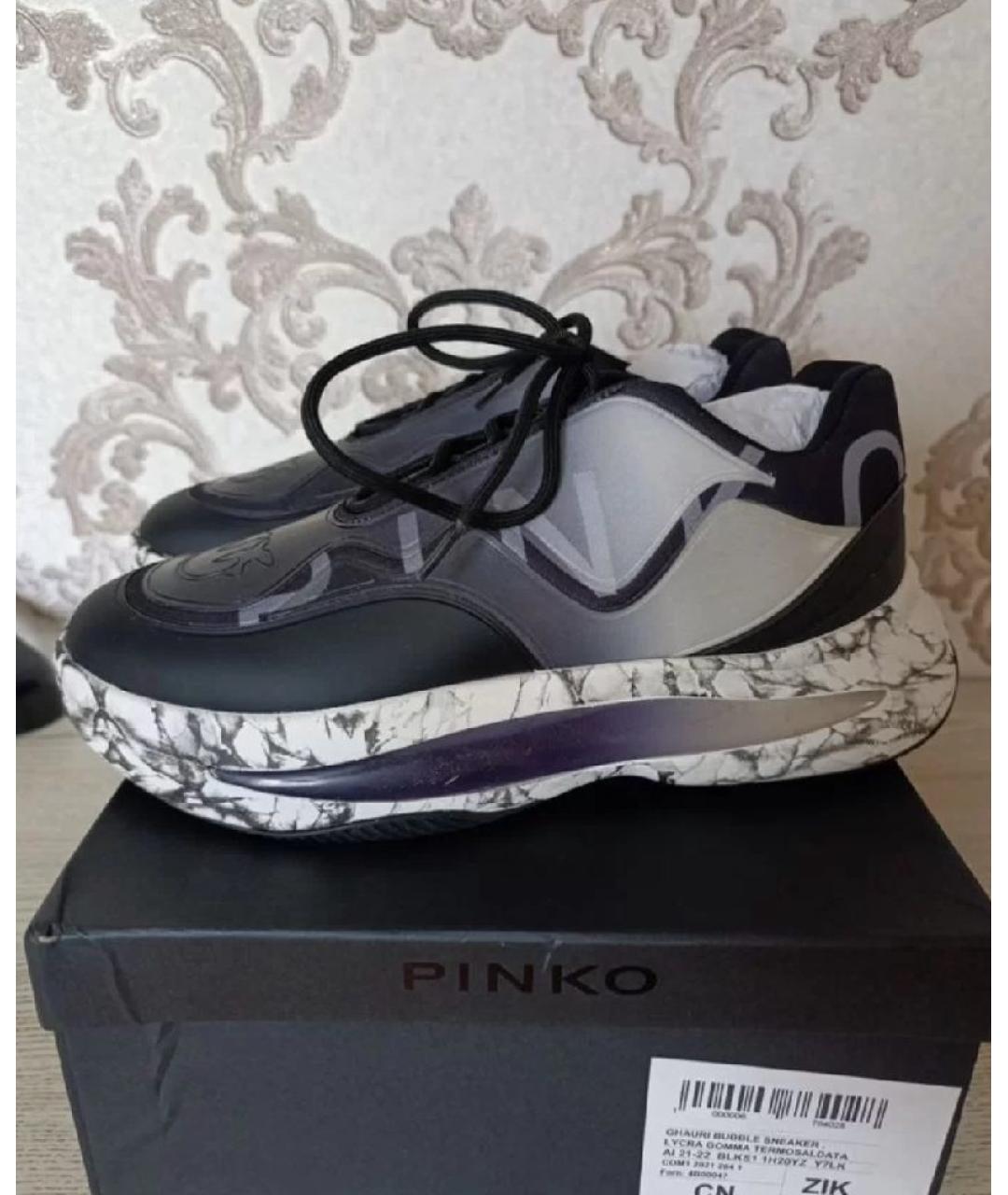 PINKO Черные кроссовки из искусственной кожи, фото 6