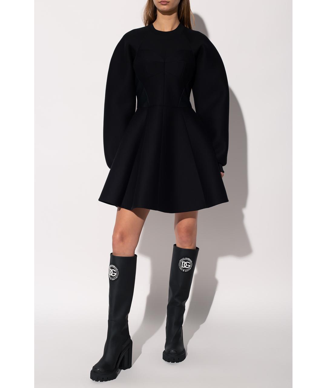 DOLCE&GABBANA Черное хлопко-эластановое коктейльное платье, фото 2