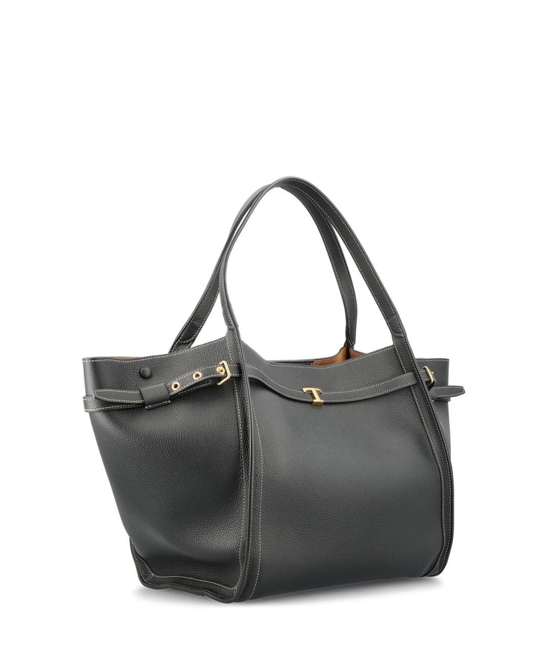 TOD'S Черная кожаная сумка тоут, фото 3
