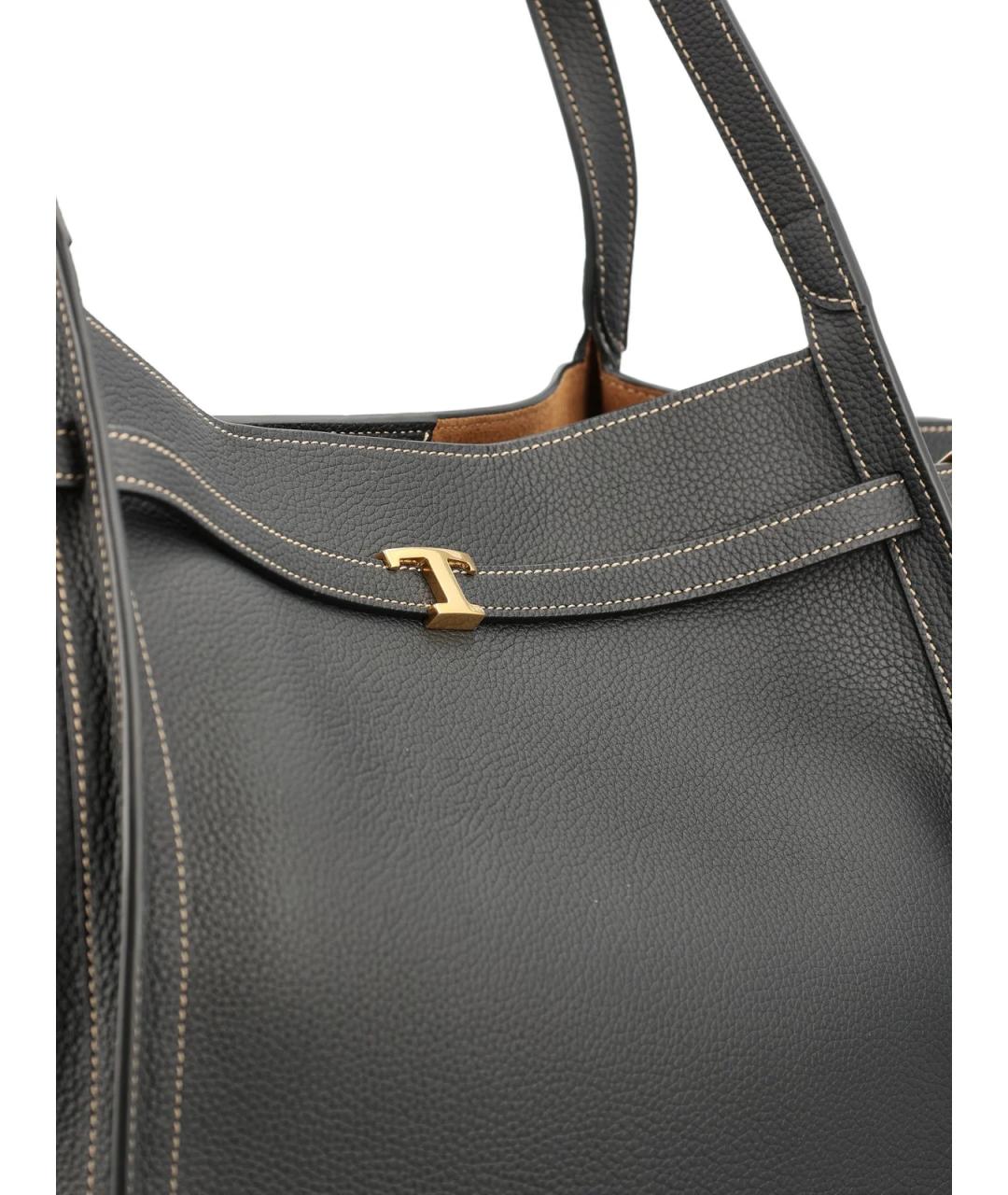 TOD'S Черная кожаная сумка тоут, фото 4