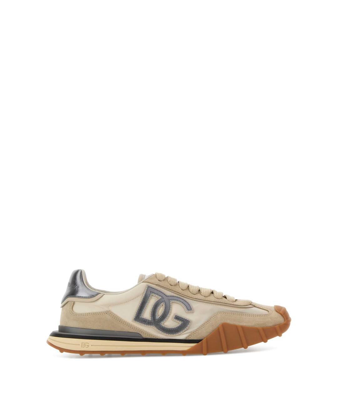 DOLCE&GABBANA Бежевые замшевые низкие кроссовки / кеды, фото 1