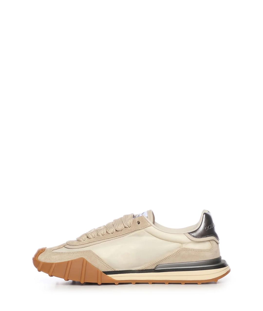 DOLCE&GABBANA Бежевые замшевые низкие кроссовки / кеды, фото 4