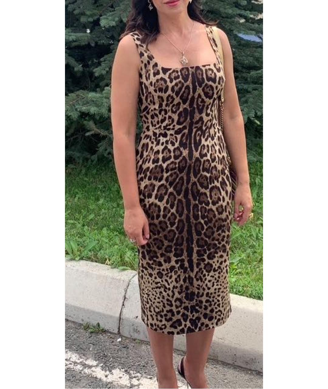 DOLCE&GABBANA Коричневое шелковое коктейльное платье, фото 4