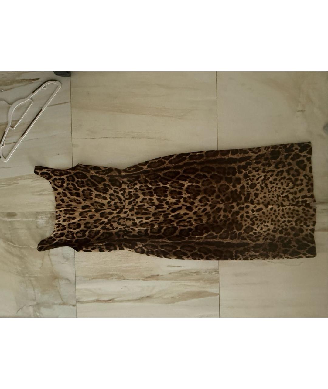 DOLCE&GABBANA Коричневое шелковое коктейльное платье, фото 3