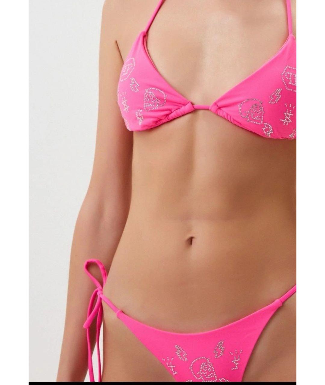 PHILIPP PLEIN Розовый полиэстеровый купальник, фото 5