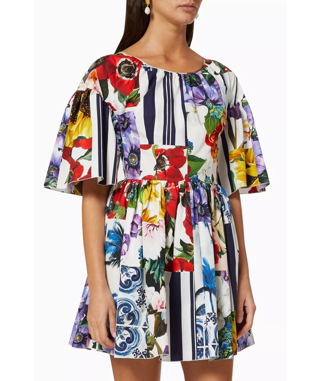 DOLCE&GABBANA Мульти хлопковое коктейльное платье, фото 2