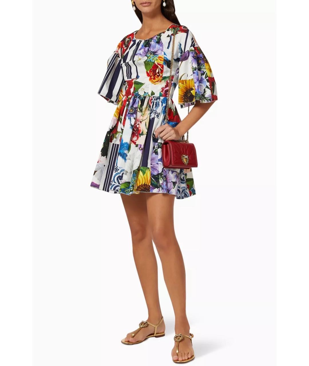DOLCE&GABBANA Мульти хлопковое коктейльное платье, фото 5