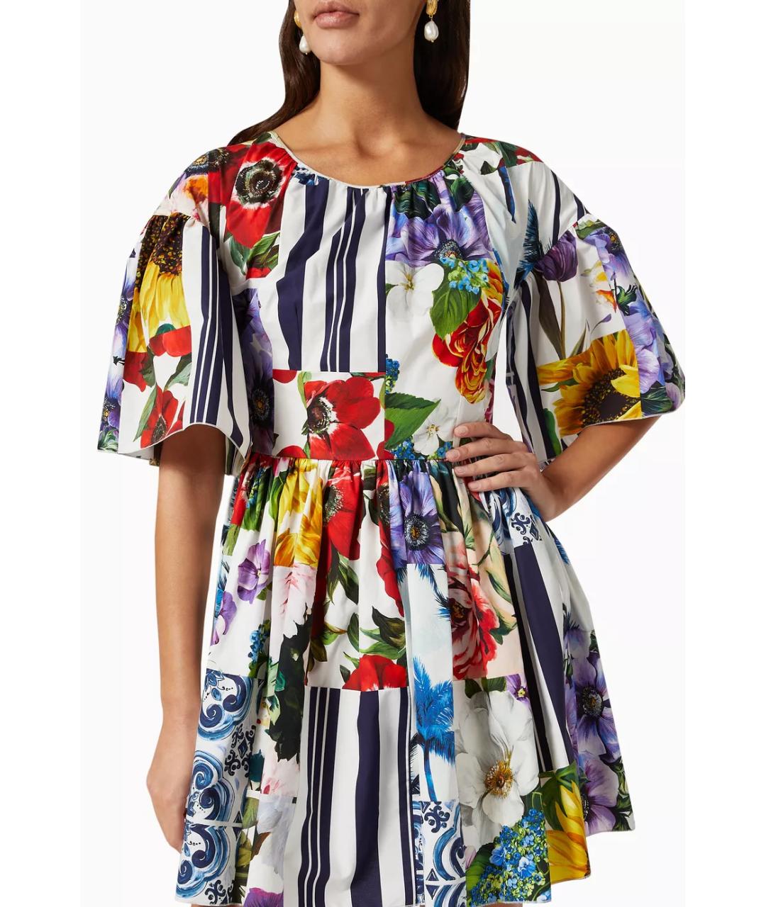 DOLCE&GABBANA Мульти хлопковое коктейльное платье, фото 3