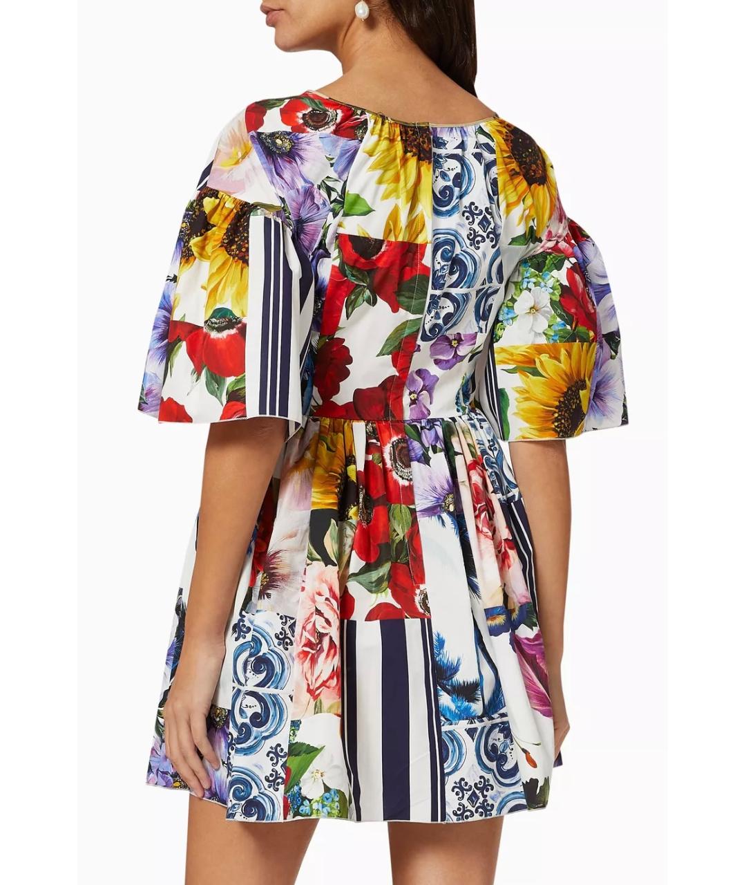 DOLCE&GABBANA Мульти хлопковое коктейльное платье, фото 4