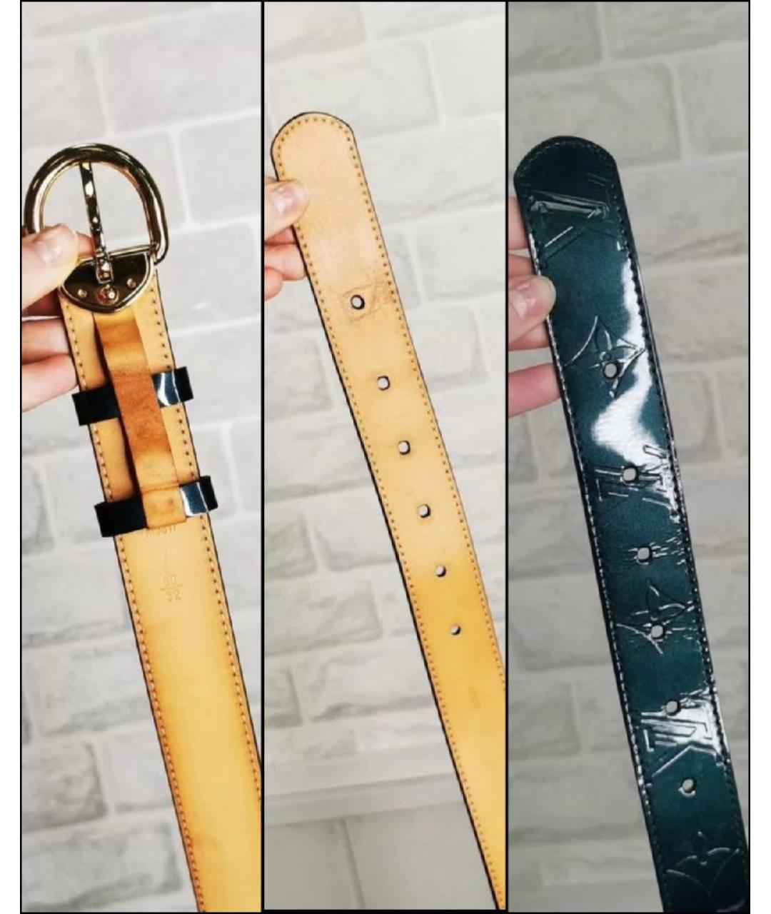 LOUIS VUITTON Темно-синий ремень из лакированной кожи, фото 8