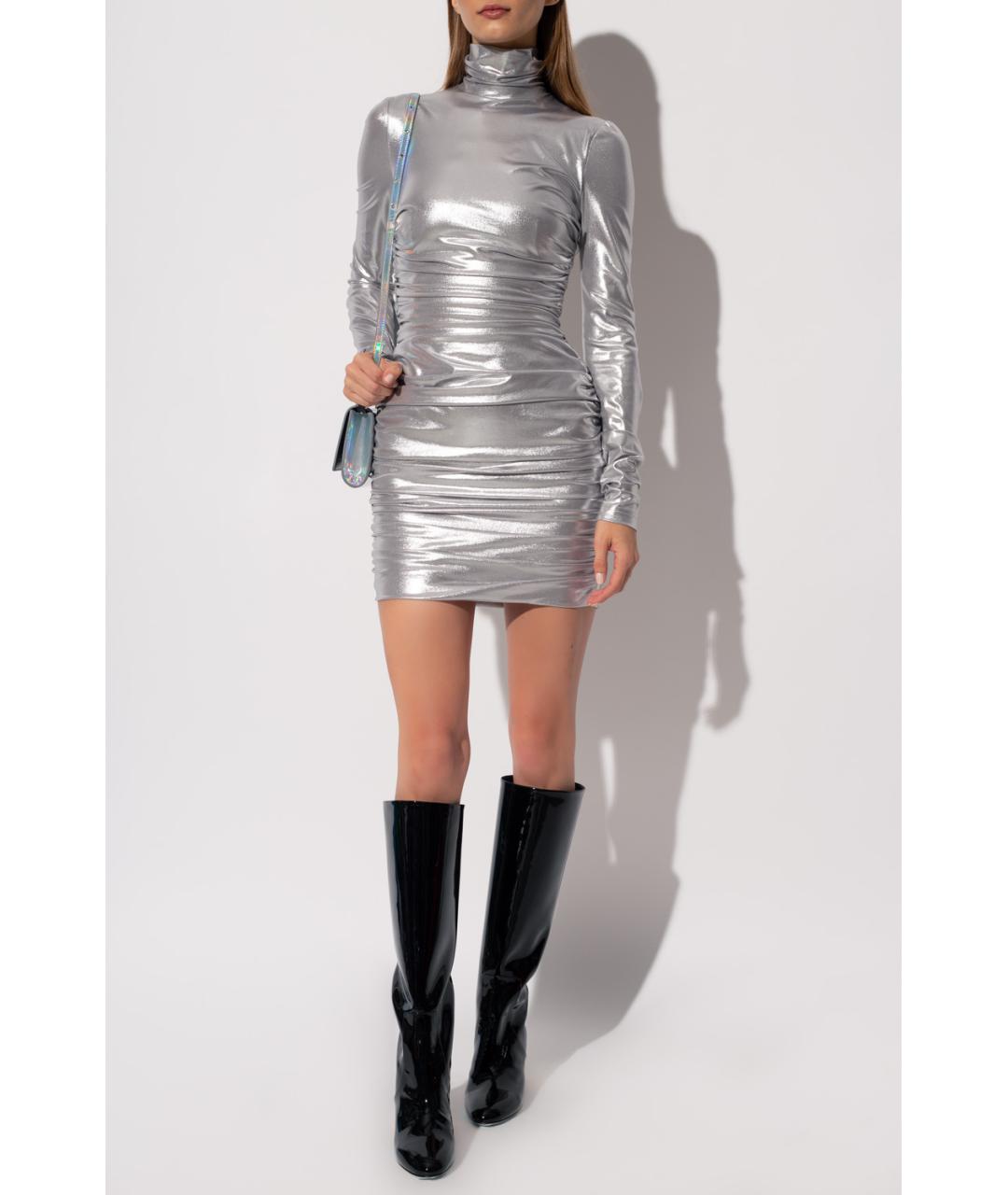 DOLCE&GABBANA Серебряное полиэстеровое коктейльное платье, фото 2