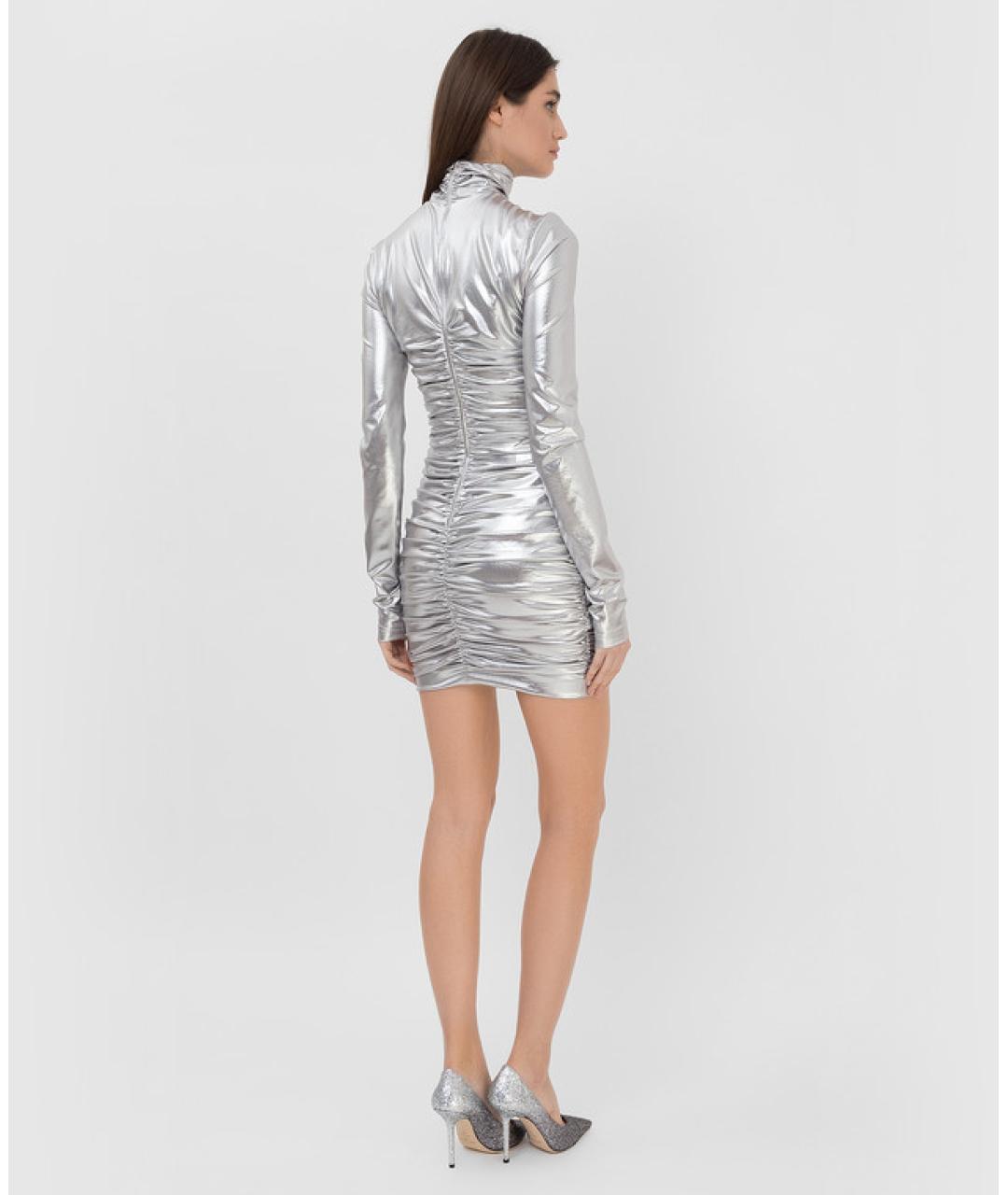 DOLCE&GABBANA Серебряное полиэстеровое коктейльное платье, фото 7